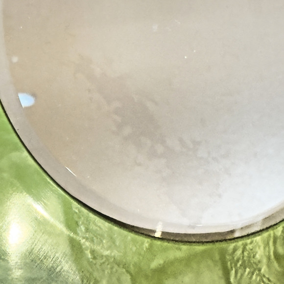 Vintage Art Deco Hand Mirror Brush Set Beveled Celluloid Green Pearlized Lucite - Picture 8 of 12